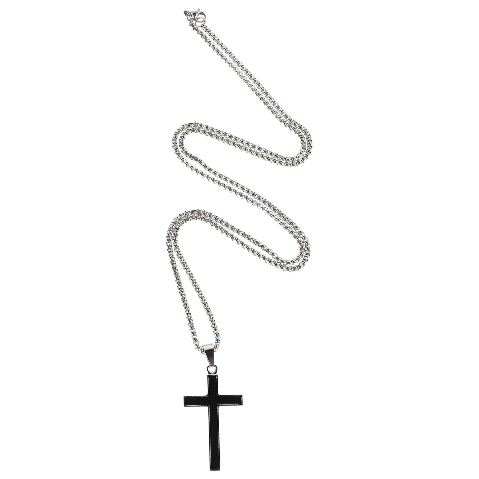 

Cross Sweater Chain Large Pendant Necklace Holiday Jewelry Hip Hop Chunky Titanium Steel Crucifix Cross Chain Women Men