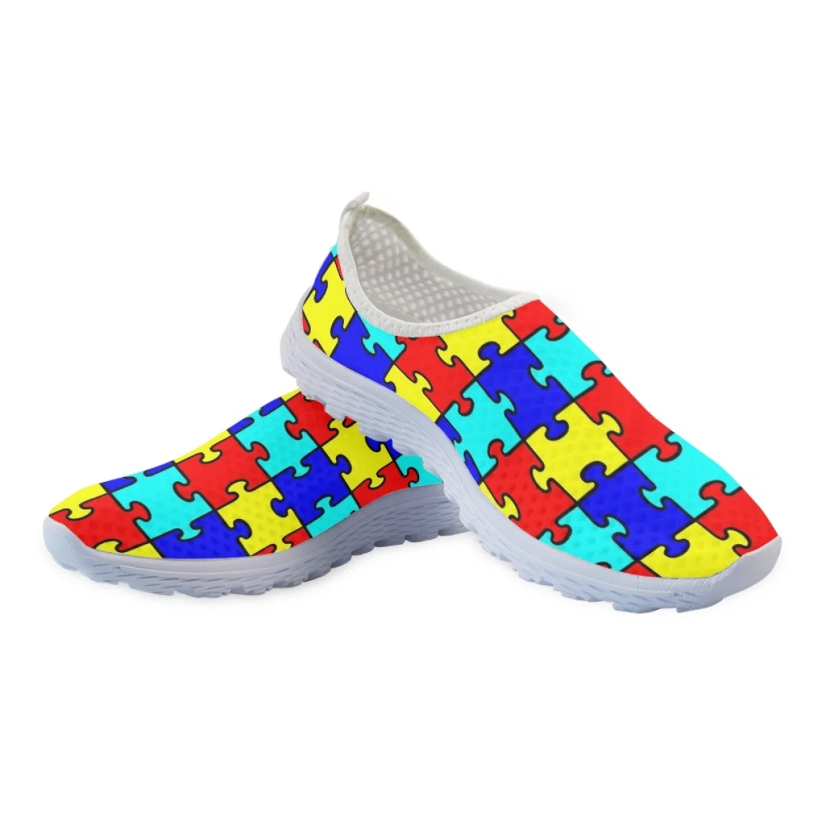 Autism Awareness Printed Women Shoes Air Mesh Teens Dirt Resistant Girls Female Comfortable Flat Walking Running Sneakers Custom