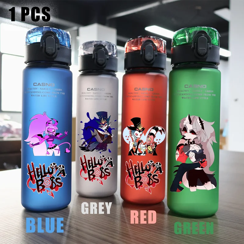 560ml Anime Helluva Boss Hazbin Hotel Figure Water Cup Portable Outdoor Camping Sports Leak Proof Water Cup Bottle Kid Gift