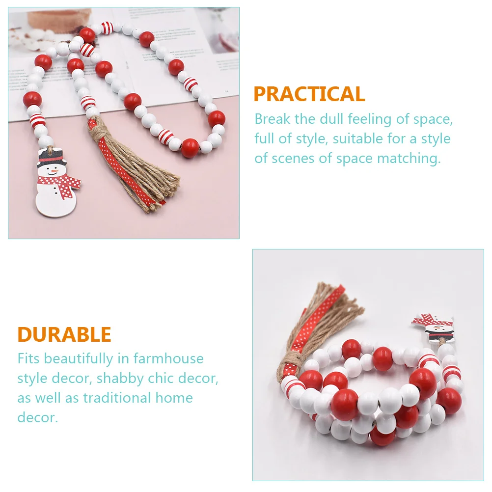 

Snowman Beaded Garland Wooden Hanging Decor For Christmas Party Rustic Home Adornment Tassel Pendant Xmas Decoration