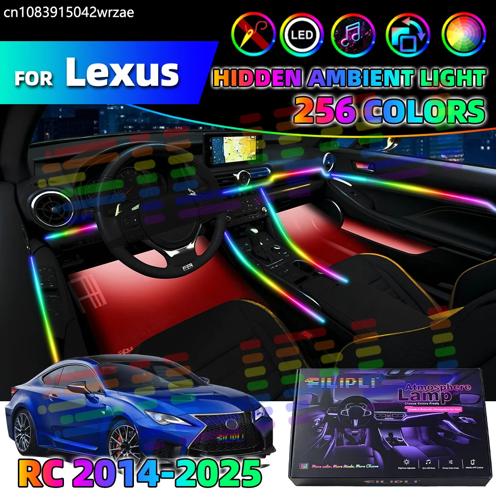 

18 in 1 For Lexus RC 2014-2025 Years Car Interior Ambient Lights Strips Breathing Lighting Kit App Control Auto LED strips