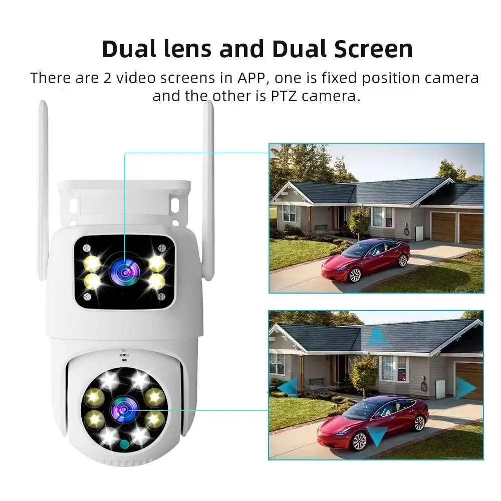 10MP Dual Lens Tuya Wifi Camera PTZ Outdoor 4K Wireless Dual Screen Security Camera Auto Tracking Monitoring Video Surveillance