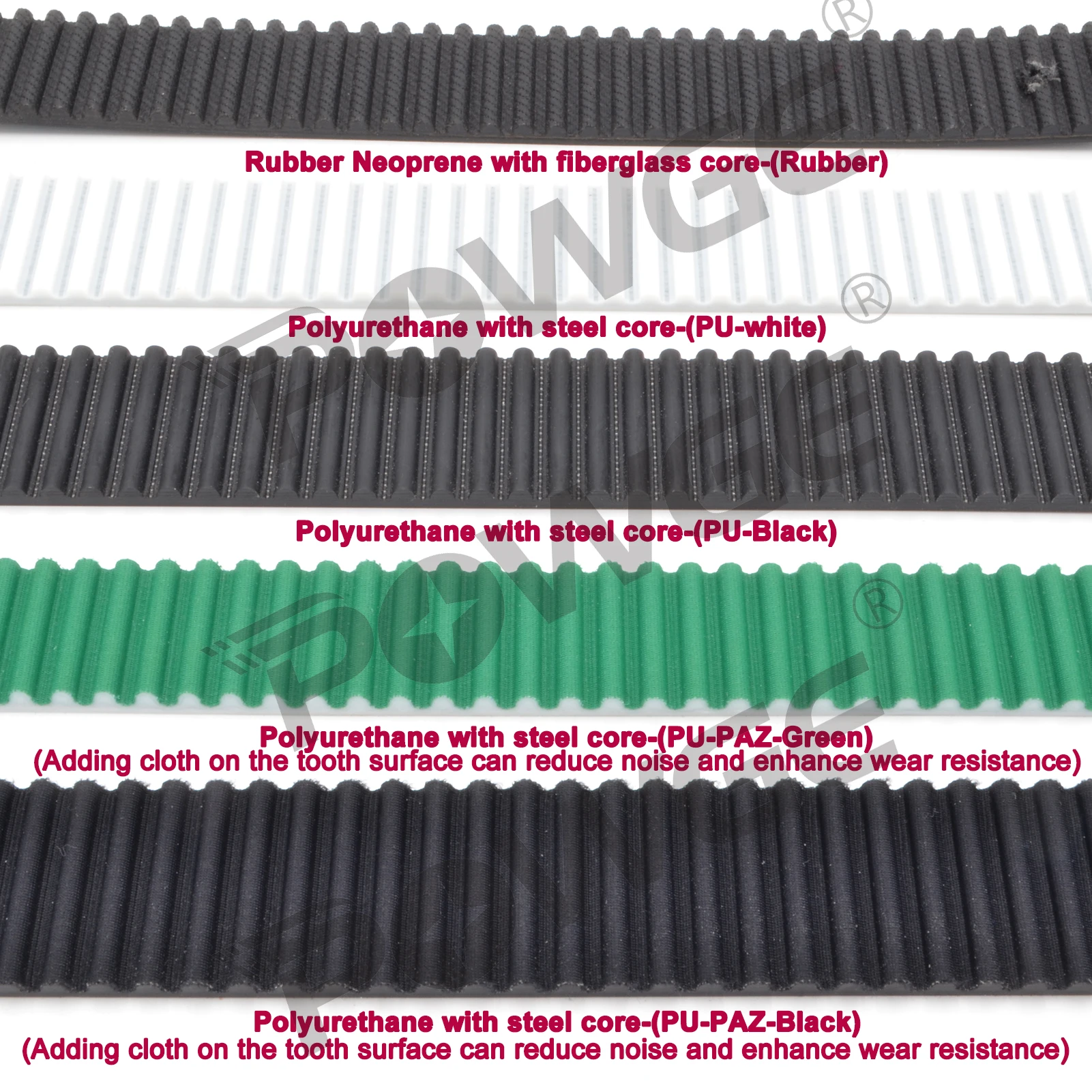 POWGE PU HTD 5M Open Timing belt Width 9/10/12/15/20/25/30/35/40/50mm Neoprene Rubber Polyurethane steel core HTD5M pulley CNC