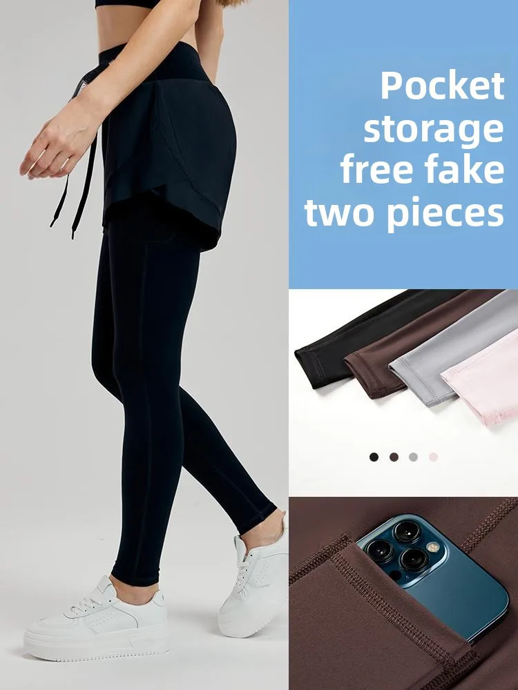 Pantalones de Yoga de cintura alta para mujer, conjunto de dos piezas adelgazante con lápiz trasero acolchado, elástico, informal, deportivo, de seda helada, Dstring