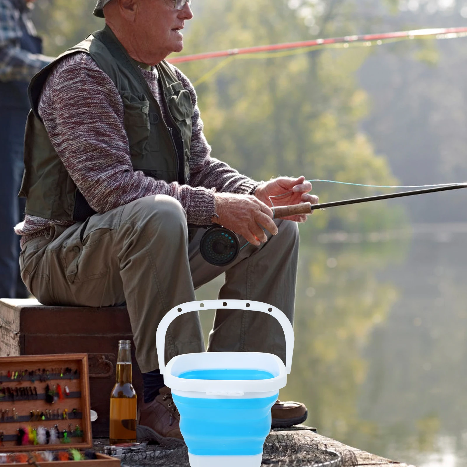 

1Pcs Foldable Thickened Silicone Brush Washing Bucket Portable Storage Container Painting Tool Fishing Cleaning Bucket