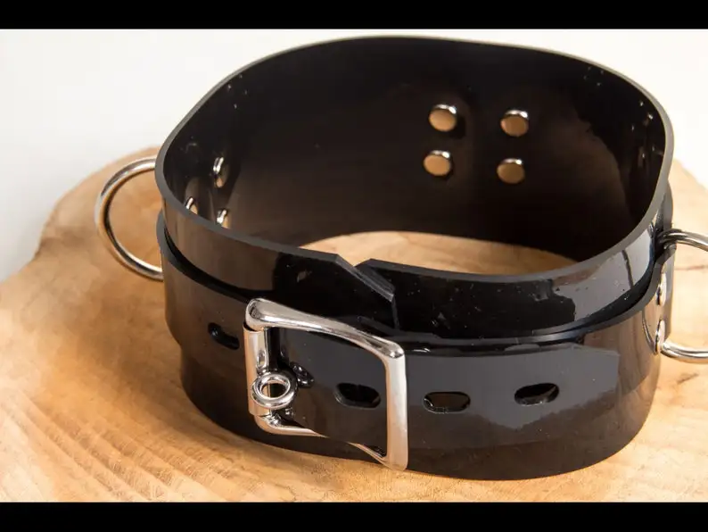 Rubber 9-piece set including collar made colored lockable set Latex Cuffs Collar Choker handmade club wear view 6