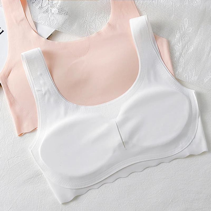 1pcs Children Innerwear Girls Bra Removable Sponge Cup Puberty Ice Silk Student Training Vest Breathable Teenage Girl Brassieres