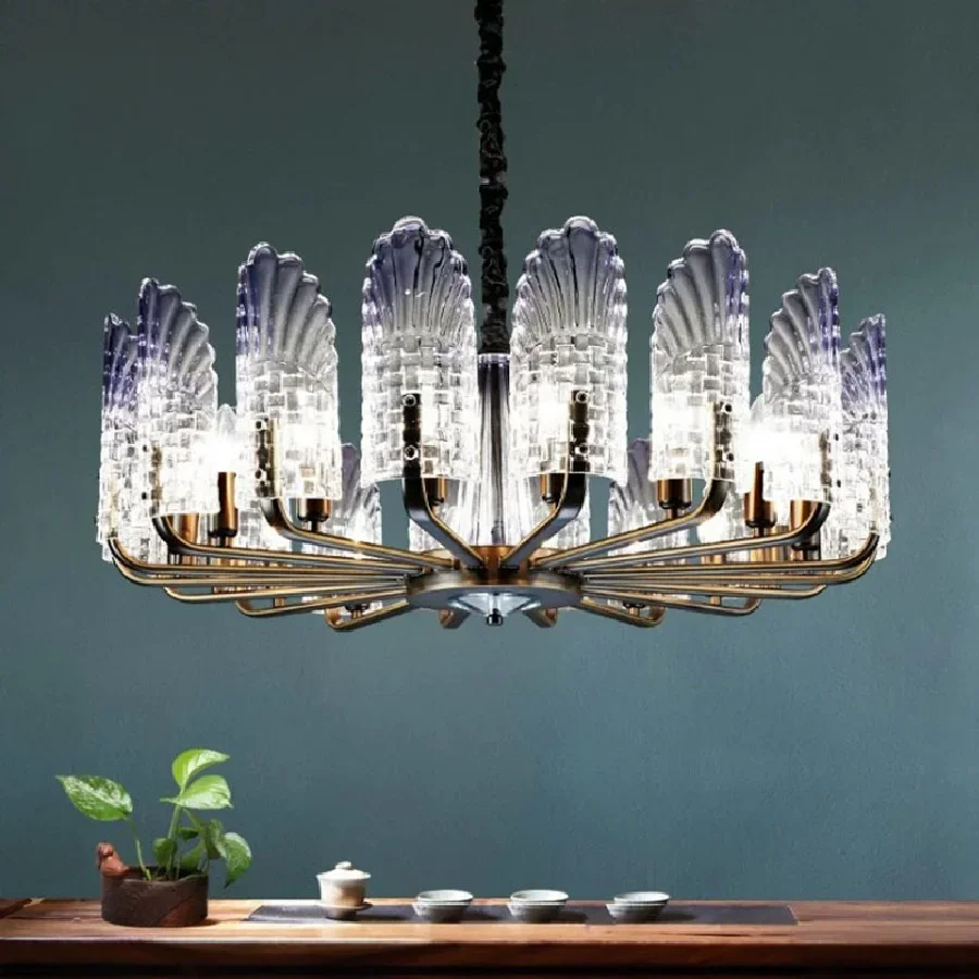 

European crystal glass luxury LED chandelier living room villa decoration lighting fixture hotel lobby hanging lamps