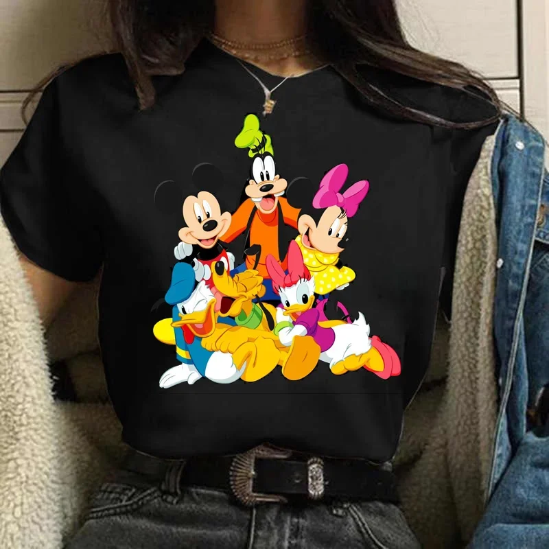 2024 Kawaii Women T-shirt Family Vacation Mickey Minnie Donald Duck Print Fashion Clothes Casual Short Sleeve Tee Shirt Clothing