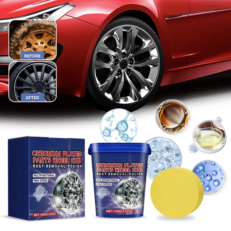 

Car Stainless Steel Wheel Hub Cleaning Paste, Tire Hub Metal Decontamination, Refurbishment, Cleaning, Brightening