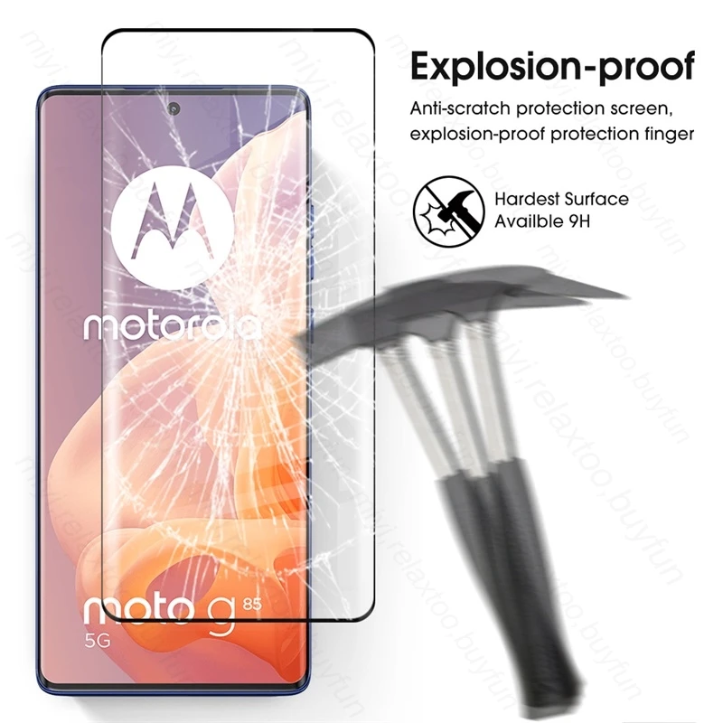 2In1 Camera Glas Volledige Lijm Gebogen Gehard Glas Screen Protector Voor Motorola Moto G85 MotoG85 G85 5G 85G 2024 XT2427-3 6.67"