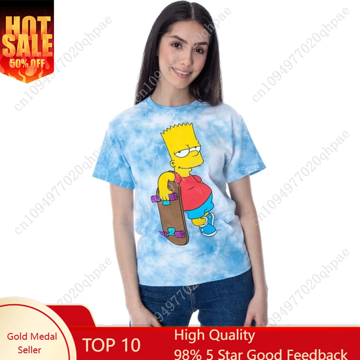 

The Simpsons Juniors' Bart Simpson Tie-Dye Skimmer T-Shirt