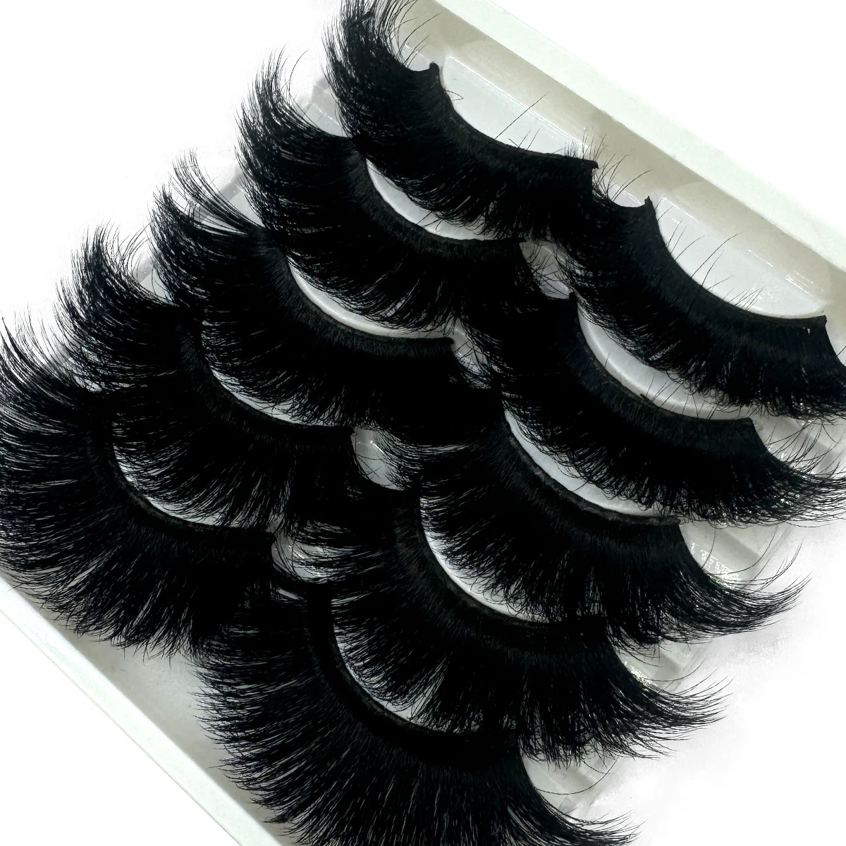 5쌍 25mm 3D 밍크 속눈썹 대량 러시안 롤 풍성한 자연스러운 인조 속눈썹 드라마틱 밍크 속눈썹 메이크업 도구 도매 속눈썹