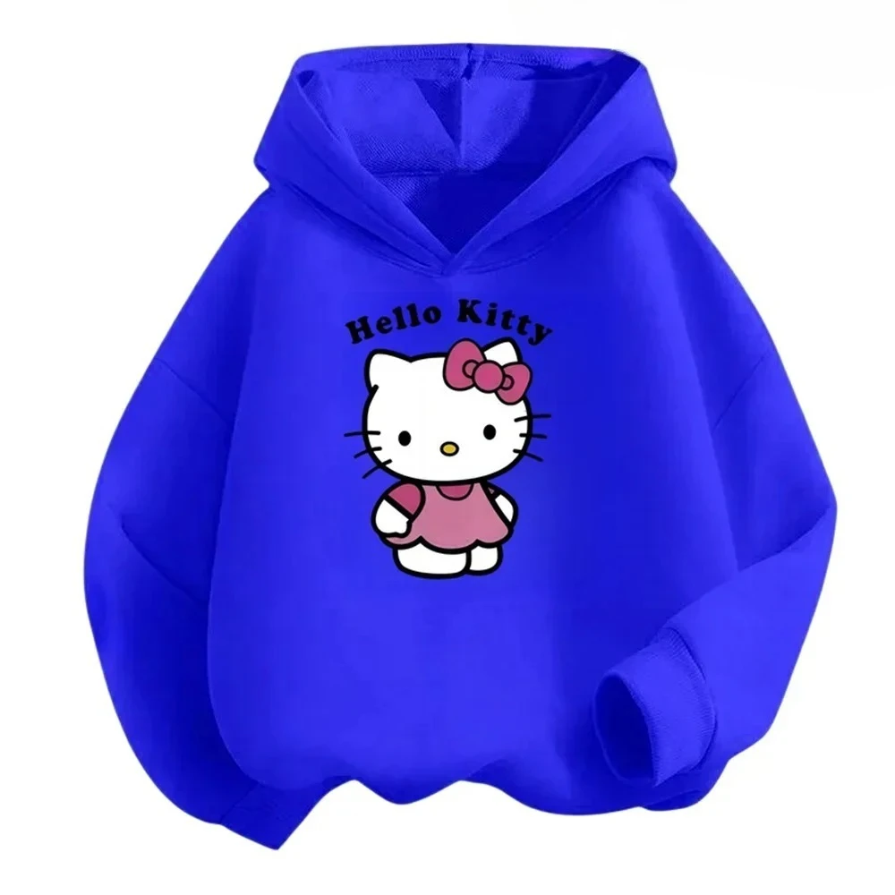 Felpa con cappuccio ampia a maniche lunghe spessa da donna autunno-inverno Hello Kitty adatta per gite/raccolte vestiti Hello Kitty