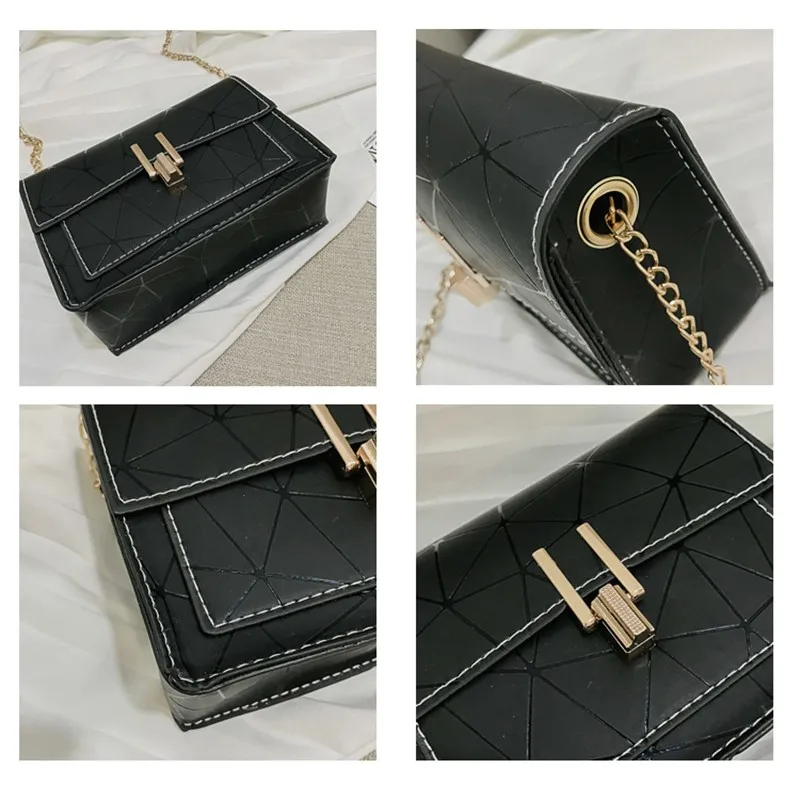 Bolso cruzado de cuero PU para mujer, bandolera de hombro con cadena, bolso de compras cuadrado para teléfono, estilo extranjero