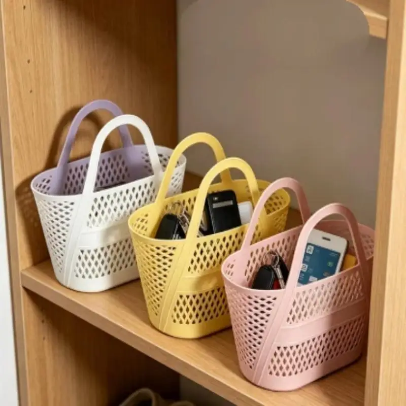 ~Small PE  With Portable Handle Drainage Holes For Bathroom Dorm Travel Storage