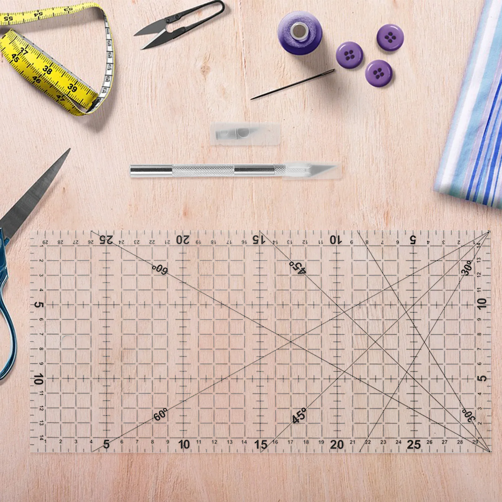 

Набор из 1 акриловой линейки для пэчворка, швейная линейка, многоугольный шаблон для портных, инструмент для квилтинга, раскроя и измерения, принадлежности для рукоделия DIY