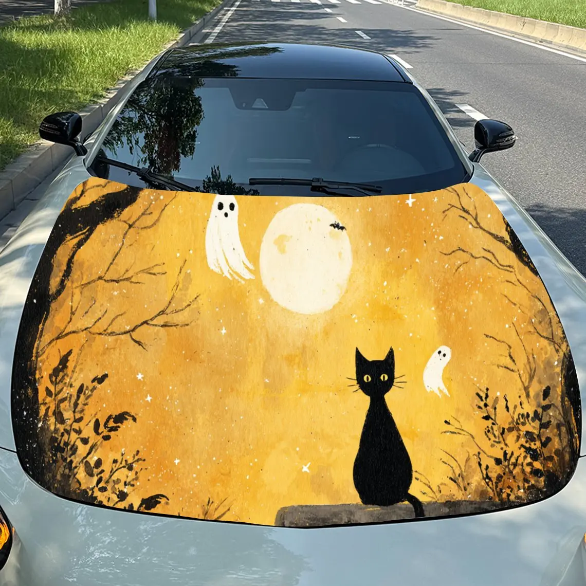 

Enchanting Cat In Golden Light Car Hood Stickers Self-Adhesive, Waterproof and Durable Vinyl Wrap, Decorate And Protect