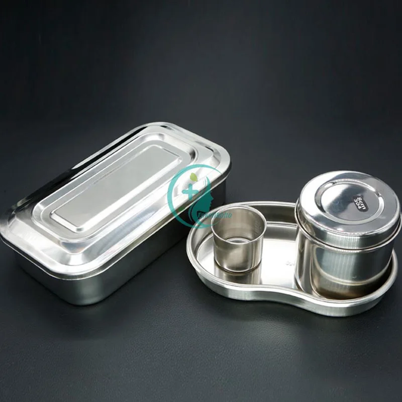 Stainless Steel Disinfection Box Square Plate Medicine Tank Medicine Measuring Cup Aluminum Box Curved Waist Plate