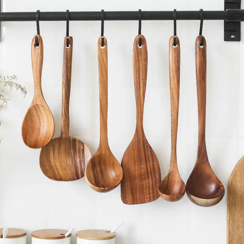 5-Piece Acacia Wood Kitchen Utensil Set for Nonstick Cookware 2