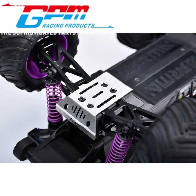 GPM MQM331FR STAINLESS STEEL FRONT AND REAR CHASSIS SKID THICK 1MM FOR ARRMA 1/16 QUAKE GROM / GORGON GROM RC Upgrade