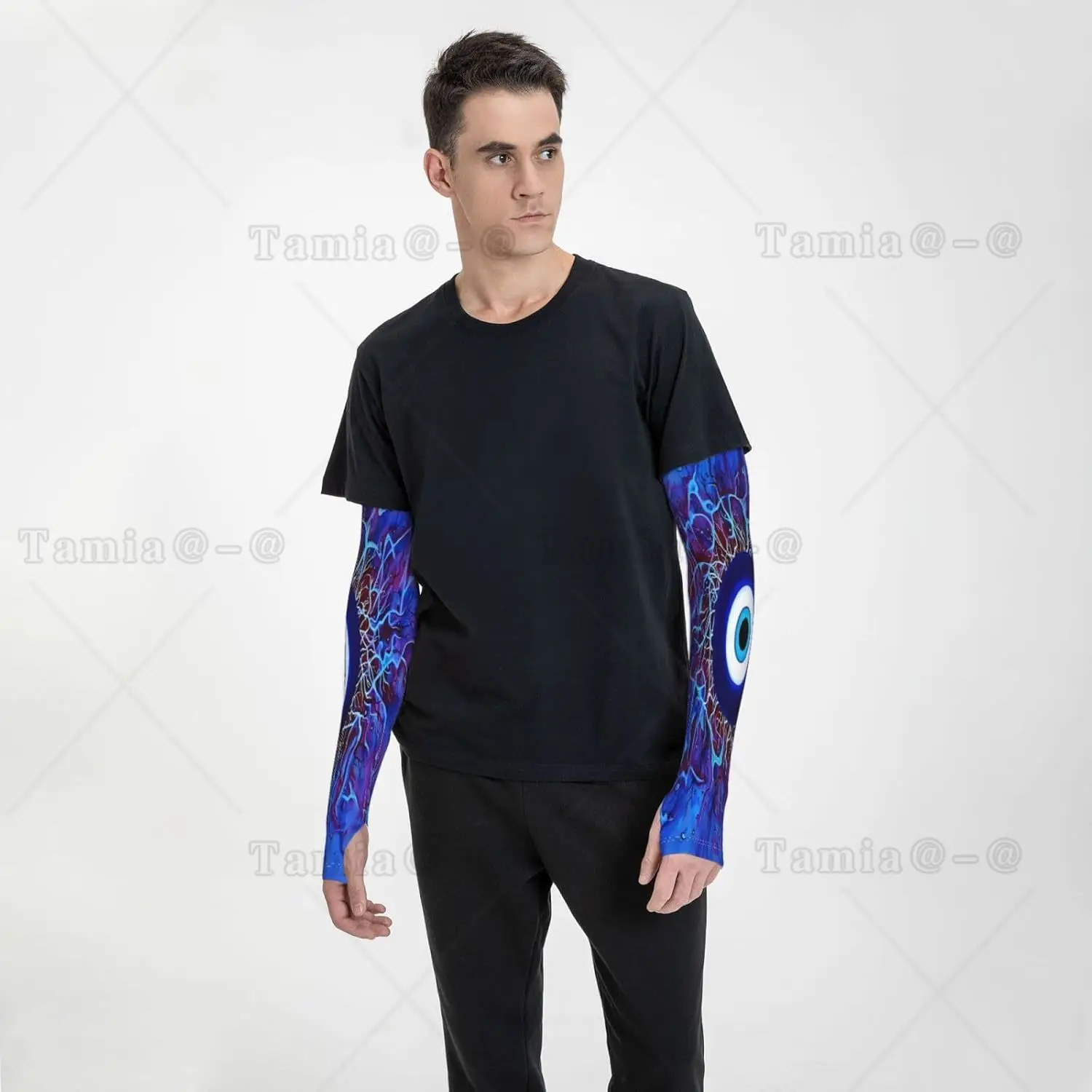 Greckie tureckie Matiasma Evil Eye Unisex Rękawy na ramię Sportowe podróżne rękawy z lodowego jedwabiu