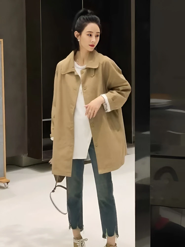 

Spring 2024 Women's Loose Casual Fashionable Korean Style Windbreaker Coat Meat Concealing Versatile plus Size Comfortable Ou...