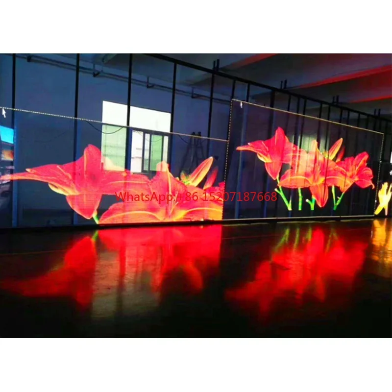 Transparent Led Display Case 3,91-7,81 1000X1000mm 1X1m Panel Wall Hanging Digital Screen For Shop Glass Window Film