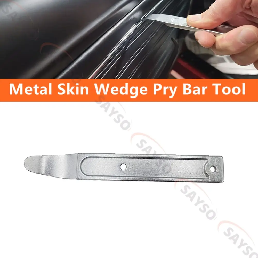 1pc Silver Metal Skin Wedge Pry Bar Tool Door Panel Removal Tool Pry Tool for Removing Trim Interior Exterior Part for Plane