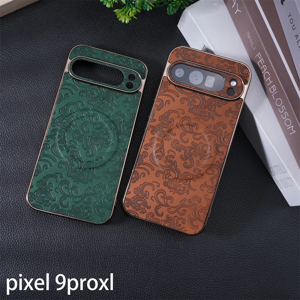 حافظة هاتف جلدية فاخرة بنمط الملمس المتقدم من FLS لهاتف Google Pixel 9 Pro 9 Pro XL غطاء حماية مطلي لهاتف Pixel 8 8A 8 Pro