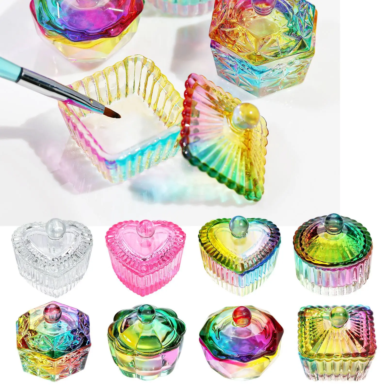 

Nail Glass Nail Fake Nail Piece Box Transparent Trapezoid Long Tip Convex 3D Crystal Glass Nail