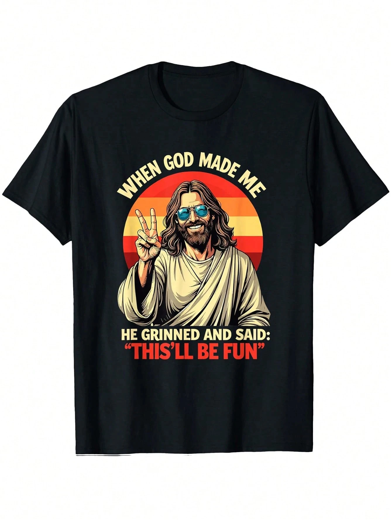 الرجال عندما جعل الله أنني ابتسرت وقل مضحك المسيحية يسوع تي شيرت القطن تي شيرت للرجال تي شيرت المتضخم تي شيرت
