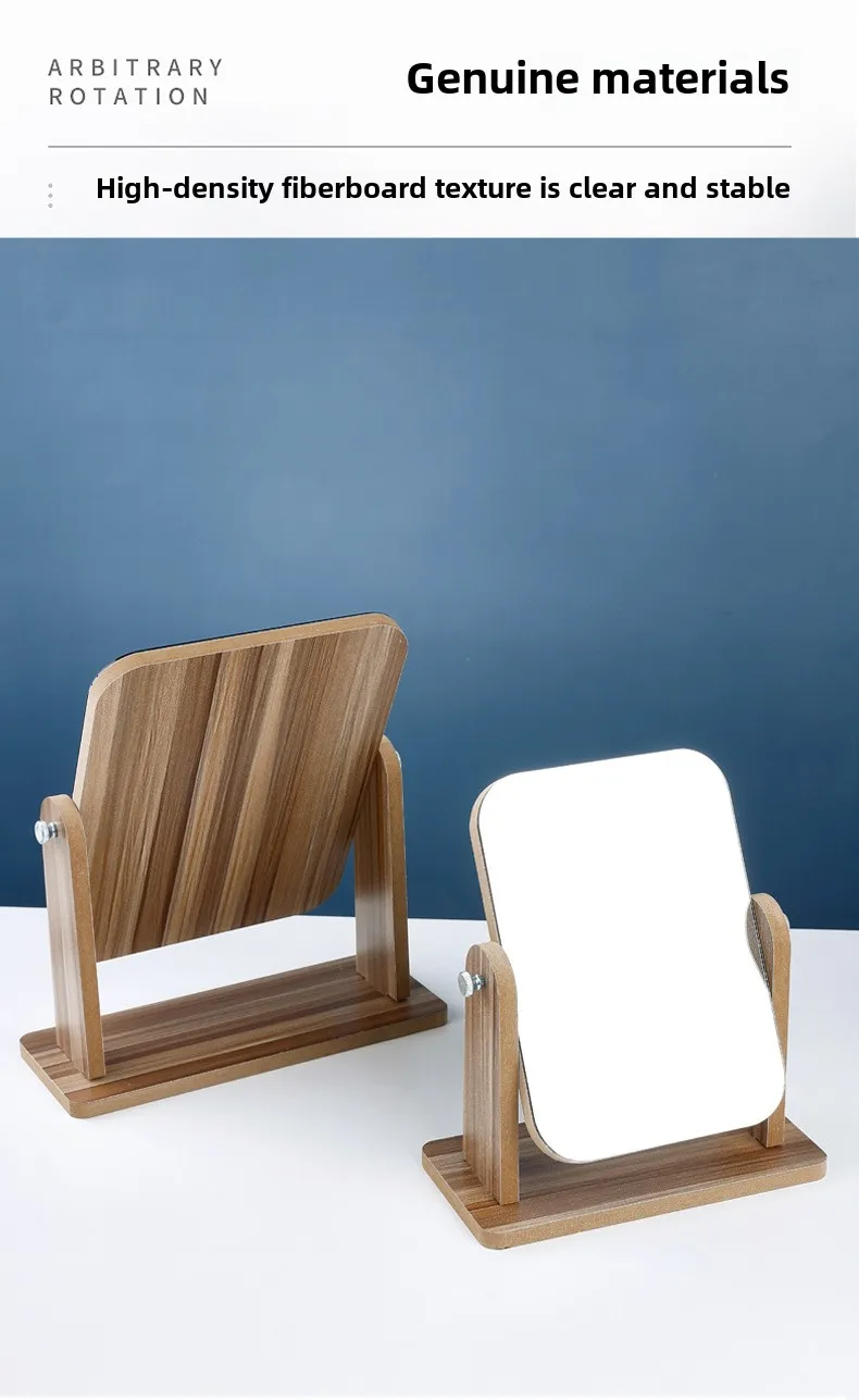 Criativo de madeira hd espelho de maquiagem elegante e minimalista dobrável desktop beleza espelho de vaidade casa decoração do quarto espelho de vaidade