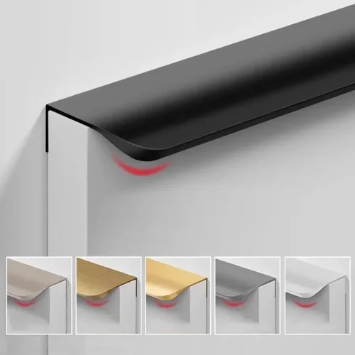 Manija de muebles negra dorada Simple, armario de alta gama, manija de puerta de gabinete Invisible, cajón, manija de gabinete de aleación de aluminio
