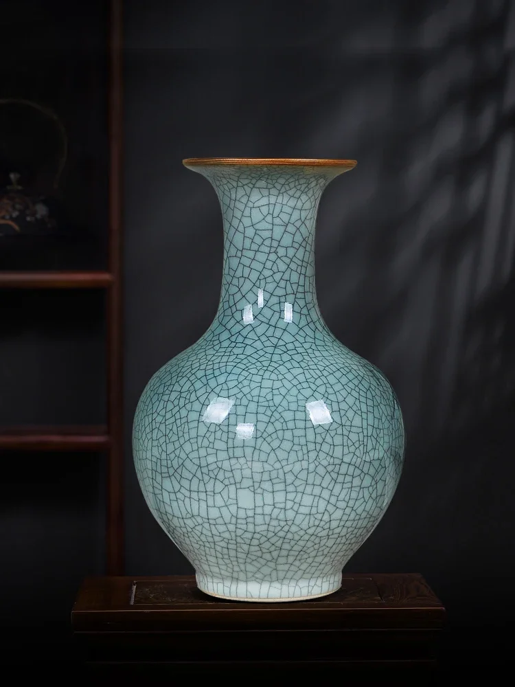 Jingdezhen ceramic vase ornaments, living room flower arrangements, imitation classical official kilns, Chinese home decorations