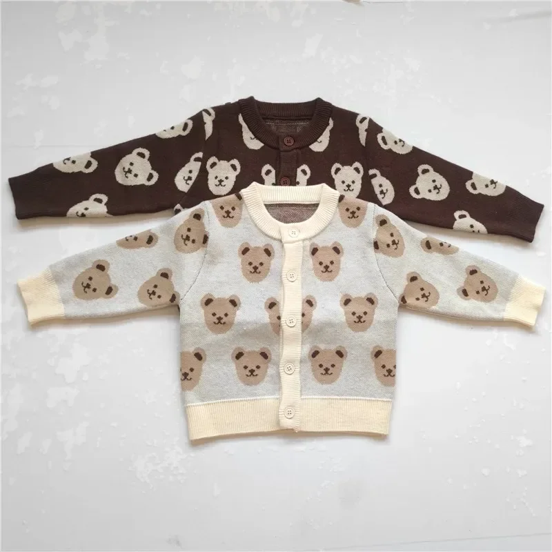 Toddler Baby Boy Knitwear Children Cardigans Girls Clothes Cartoon Bear Knit Sweater Kids Jackt Autumn Coat Outerwear For 0-4Y