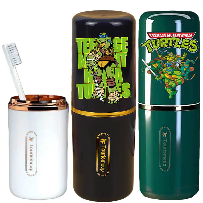 TMNT Porta spazzolino Ninja Turtles portatile con portaoggetti per dentifricio, custodia per tazza da bagno da viaggio, organizer per accessori per tazze da denti
