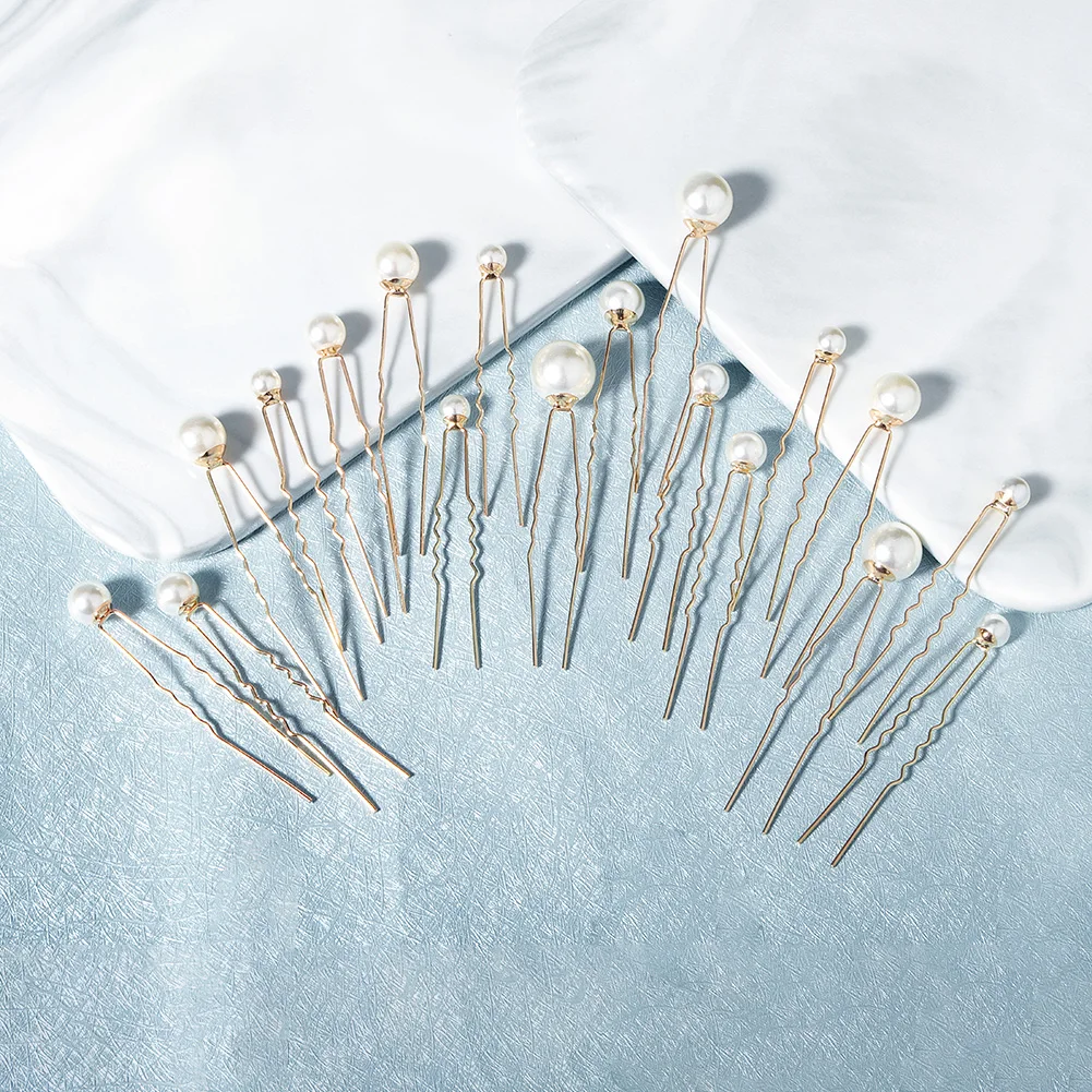 18 قطعة دبابيس الشعر لؤلؤ الزفاف الكلاسيكية على شكل حرف U دبوس الشعر للنساء خوذة الزفاف هدايا وصيفة الشرف إكسسوارات الشعر للحفلات