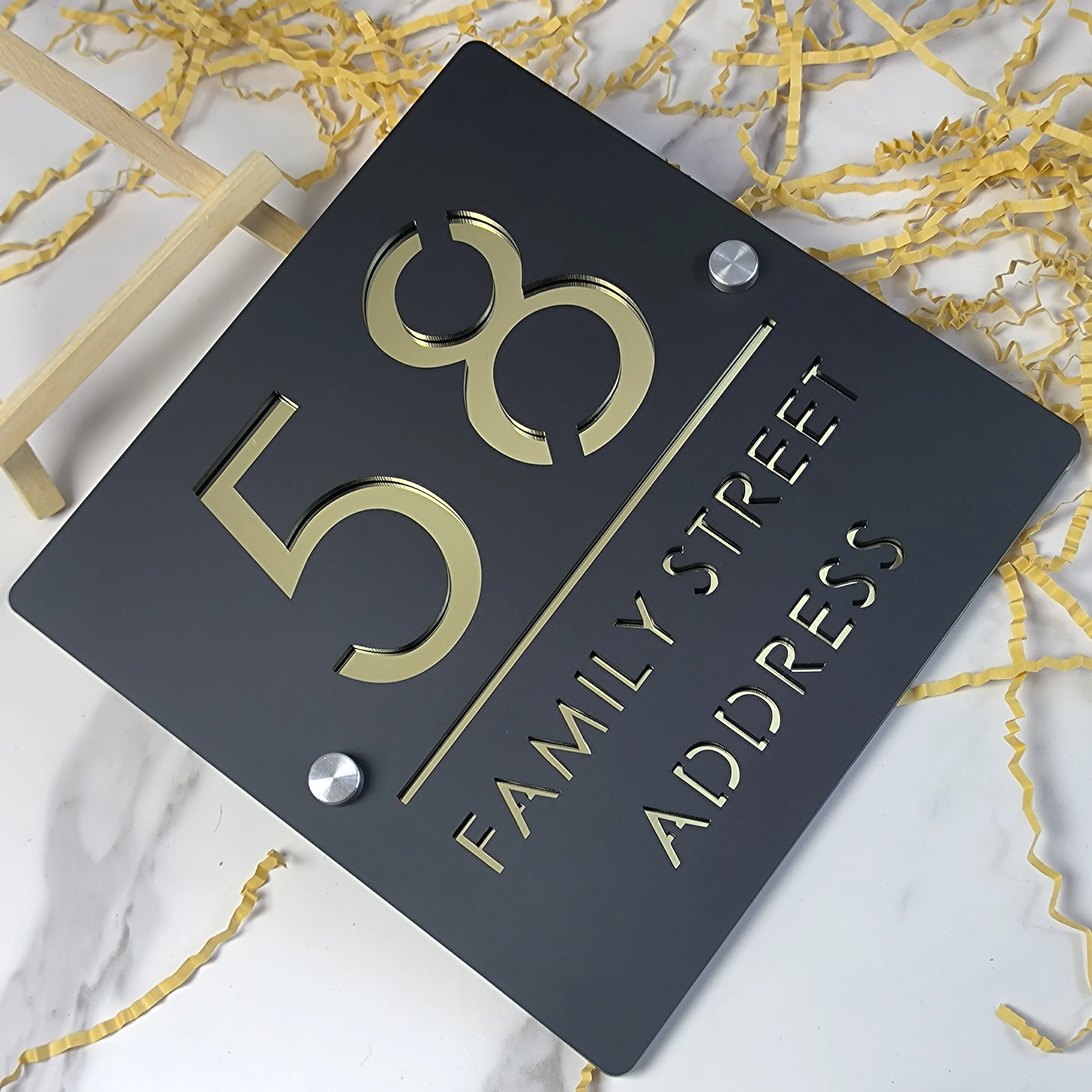 Modern Personalized Custom Laser Cut Acrylic House Number Signs Outdoor Use Address Name Plaque 3D Family DoorPlate Weatherproof