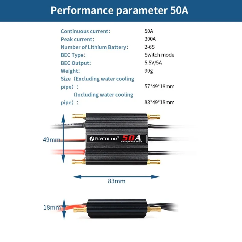 Original Flycolor 50A 70A 90A 120A 150A Brushless ESC Speed Controller Progaming Card 2-6S Lipo BEC 5.5V/5A for RC Boat