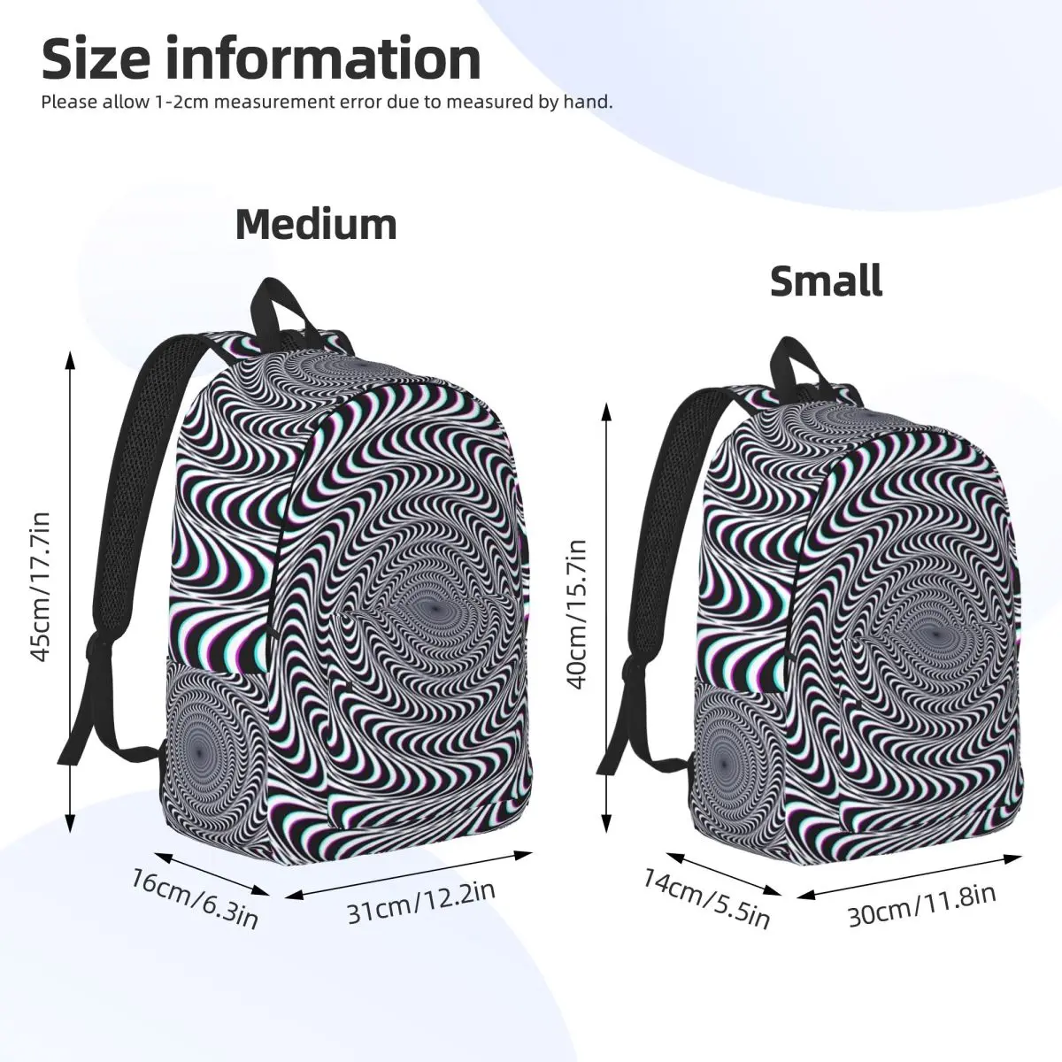 Amazing Hypnotic Optical Illusion Hypnotic Psychedelic Spiral Backpack Daypack  BookBag School Bag Shoulder Bags for Men Women