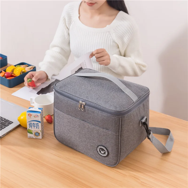 Capacity hand-held with shoulder strap insulated bag, lunch box bag, student thickened waterproof lunch bag