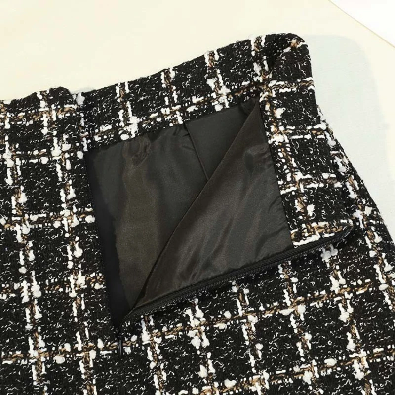 Jupe courte trapèze à carreaux taille haute pour femme, pour l'automne et l'hiver, 2025