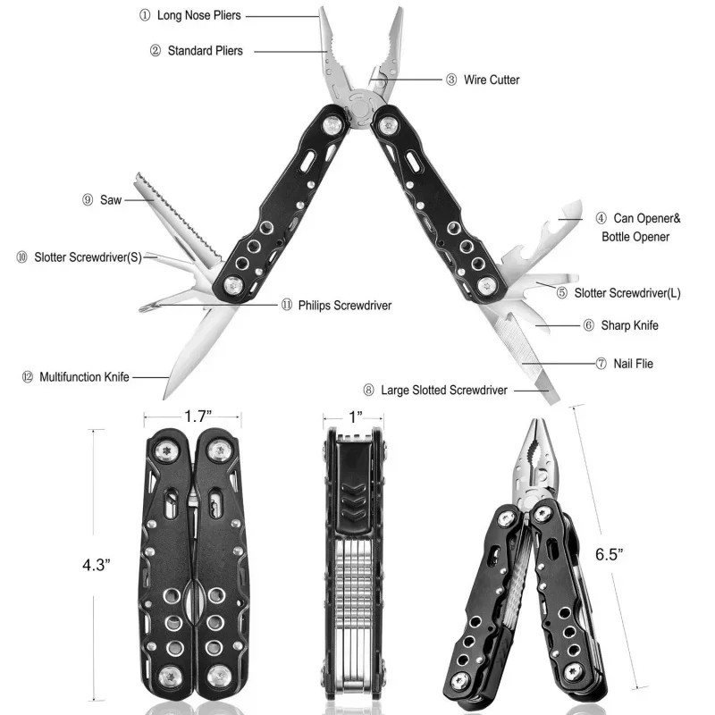 Outdoor Stainless Steel Multi-Functional Folding Combination Tool Pliers Camping Multi-Purpose Portable Large Pliers