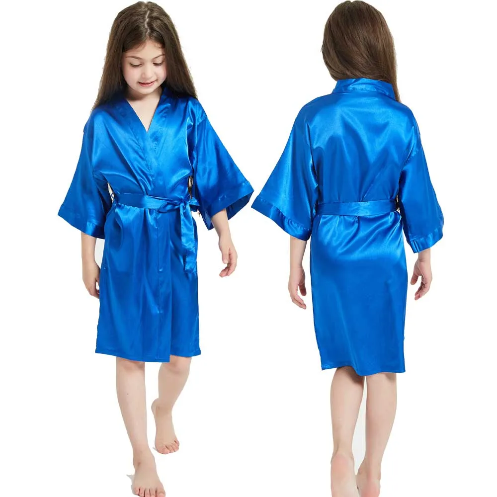 Kimono Girls Kids Bathrobe For Girls Toddle Baby Girls Silk Satin Bathrobe Pink Wedding Party Robes Spa Bathrobe Bridemaid Gowns