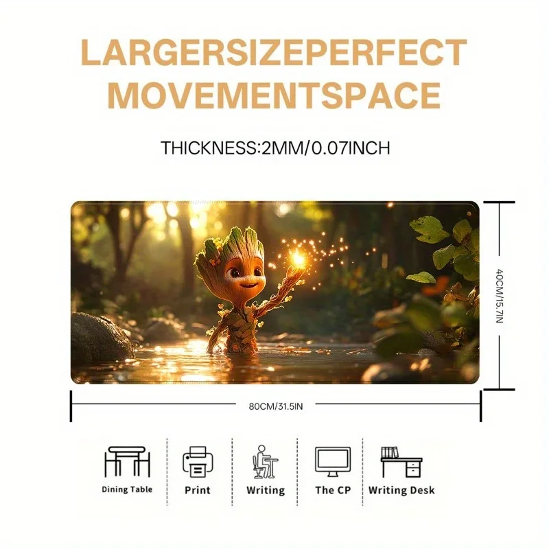 Marvel Universe Groot & Rocket Mauspad – rutschfeste Gummi-Schreibtischunterlage mit lebendigem Walddesign, perfekt für Gaming und Bürogebrauch,