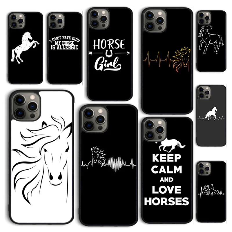 Autumu Horse Pony Horse Heartbeat Phone Case Cover for iPhone 16 15 12 mini 11 13 14 Pro Max SE2020 Apple 6 7 8 Plus Coque