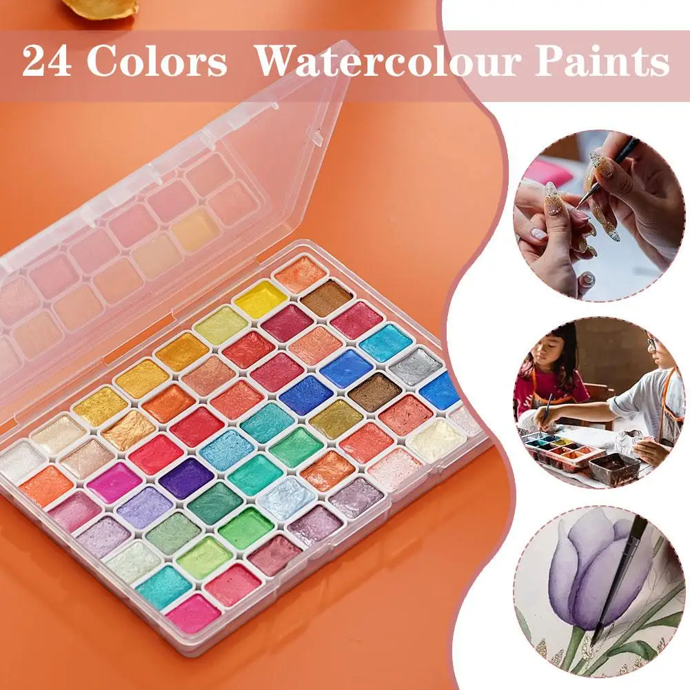 Imagem -03 - Tintas Aquarela Sólidas Peroladas Decoração Japonesa Blooming Manicure Graffiti Entwining Maquiagem Flo 56 Cores T9g2