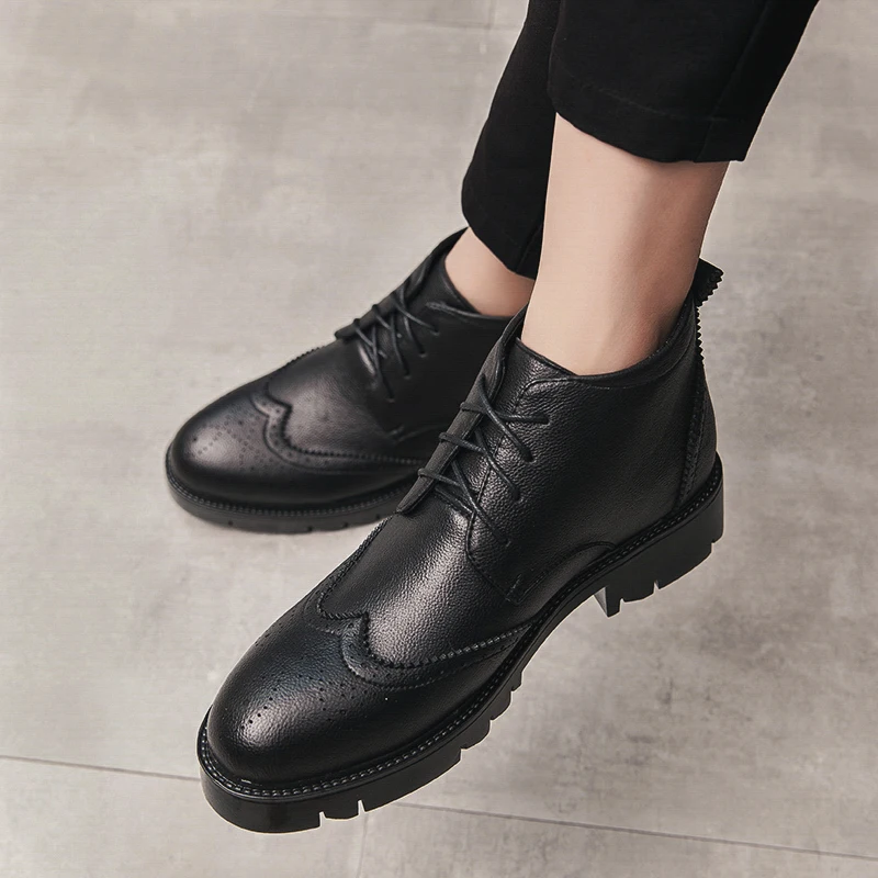

Men's business lace-up thick-soled casual outdoor high-top shoes for winter 2025