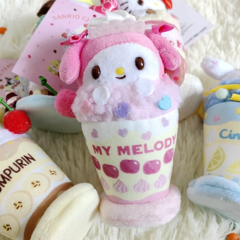 15cm Sanrio Icecream Plush Keychain Dolls Bag Hangings Kuromi Cinnamoroll Mymelody KT Plush toys Christmas Birthday Gifts